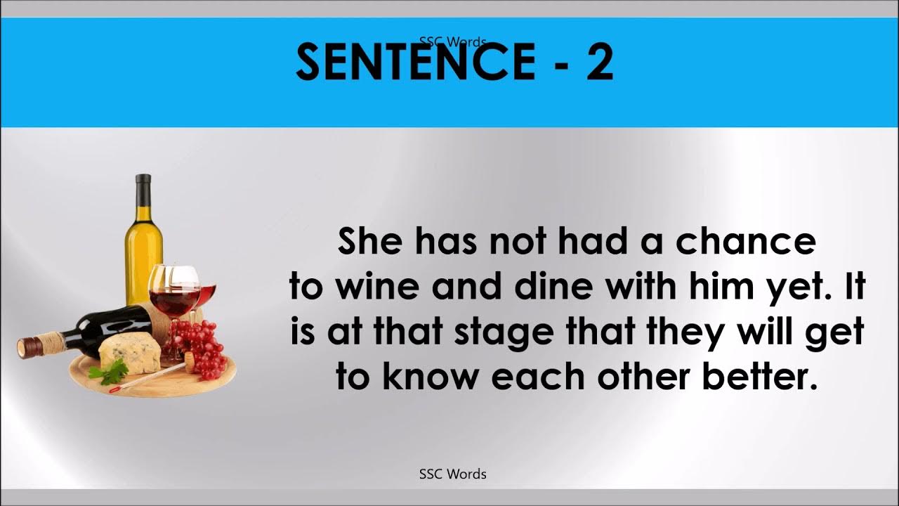 WINE AND DINE Idiom 646 Meaning and five sentences SSC Words YouTube