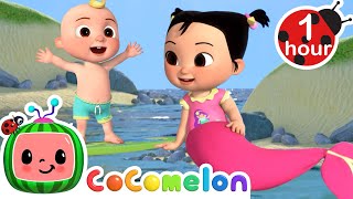 JJ and Cece's Mermaid Pretend Play Outside at the Beach | CoComelon Nursery Rhymes \& Kids Songs
