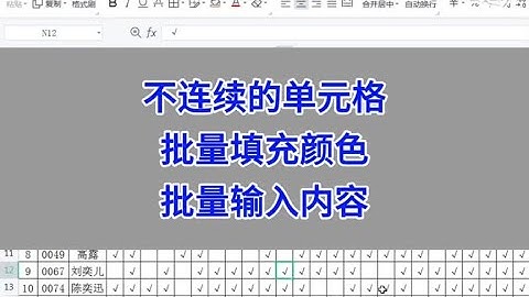 WPS Excel：  不连续的单元格，批量填充颜色，批量输入内容。
