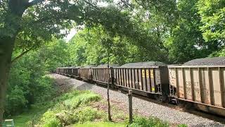 CSX load of coal climbing Pars ridge near Plane#4 on Old B&O mainline 6/3/24