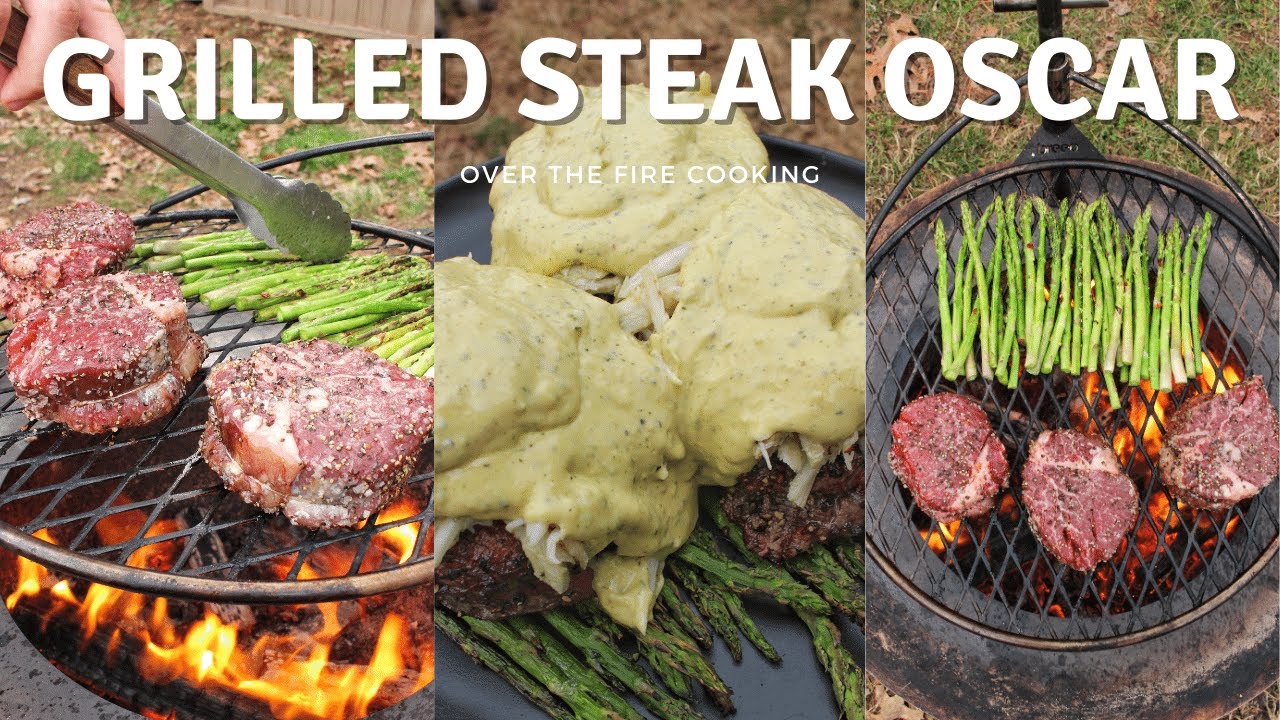 Grilled Steak Oscar Recipe | Over The Fire Cooking #shorts