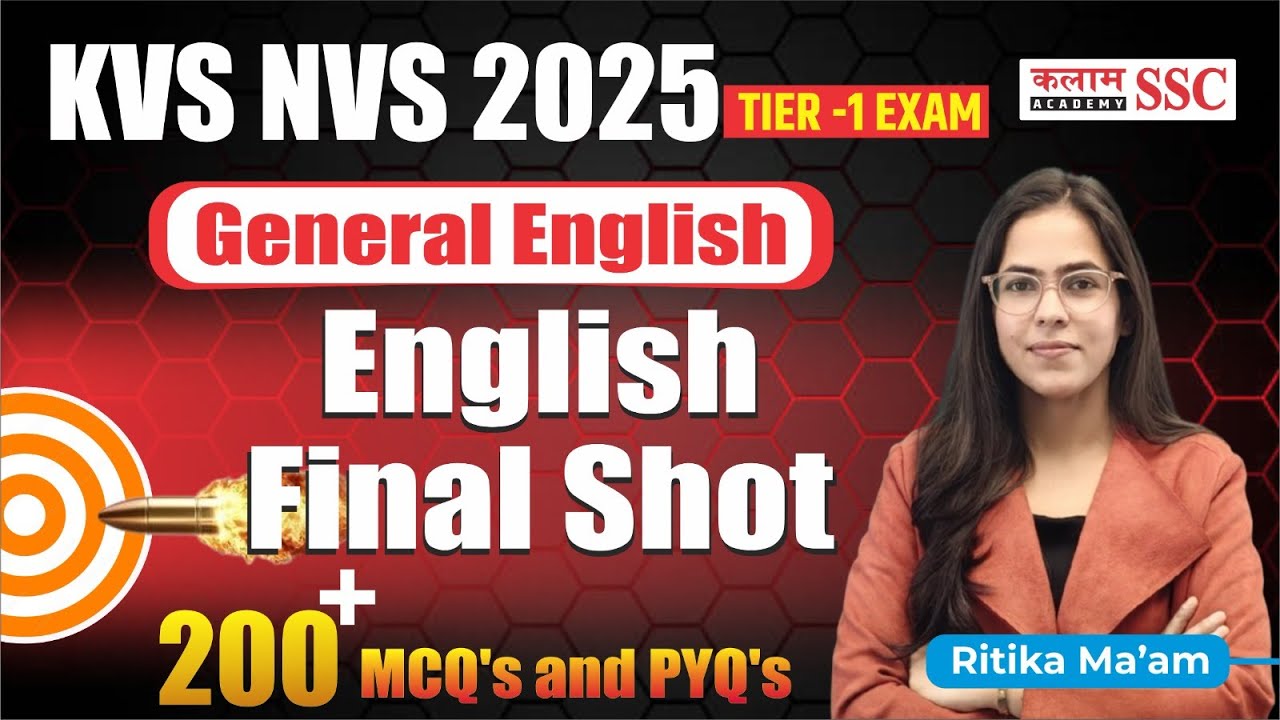 KVS/NVS 2026 English  | MARATHON  English Final Shot🎯"200+ MCQ's and PYQ's”