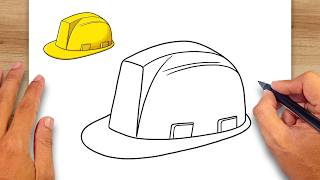 How to draw Construction Hard Hat - Easy Drawing for Kids & Beginners