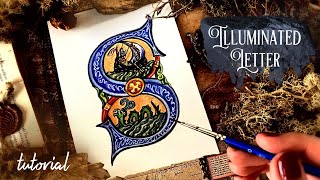 How to draw illuminated letter S ~ Medieval manuscript illumination tutorial with watercolor pencils