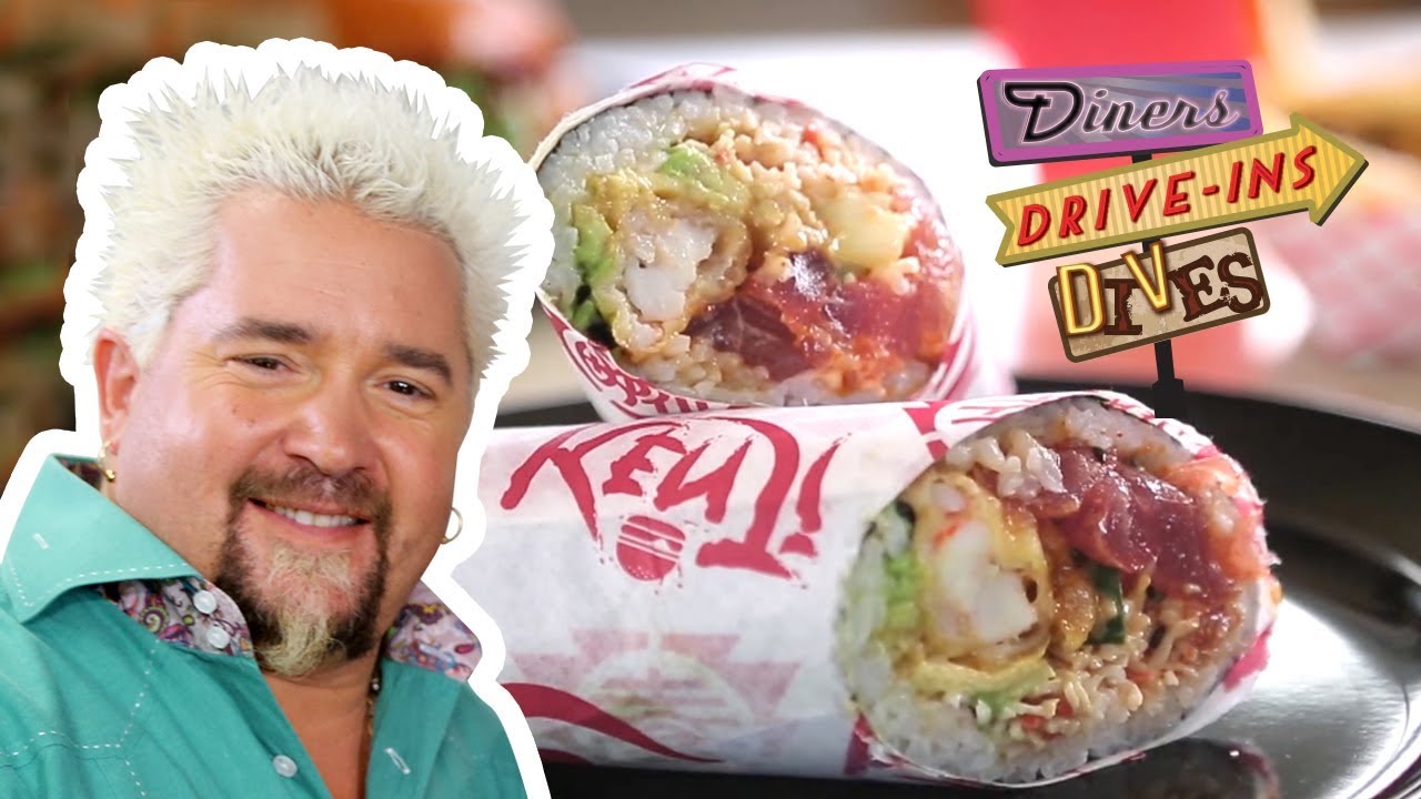 Sushi Burrito from #DDD with Guy Fieri | Diners, Drive-ins and Dives with Guy Fieri | Food Network