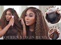 How to make your closure look like a frontal | Side Part + Curly Highlights ft QueenVirginRemy