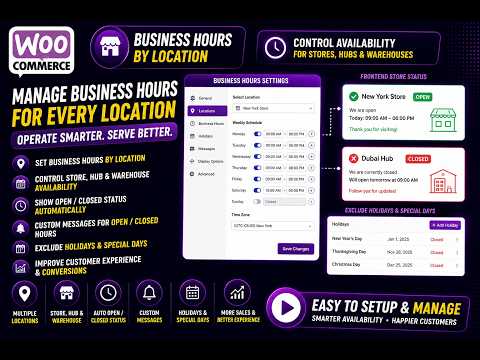 WooCommerce Business Hours by Location: Control Store, Hub & Warehouse Availability