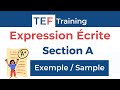 TEF Expression Écrite Section A 1 Sujet 1 Production écrite