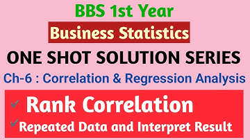 Bbs 1st year Statistics//ONE_SHOT solution// Correlation & Regression Analysis// Rank correlation