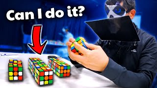 I Tried To Solve 10 Rubik&#39;s Cubes BLINDFOLDED 🙈