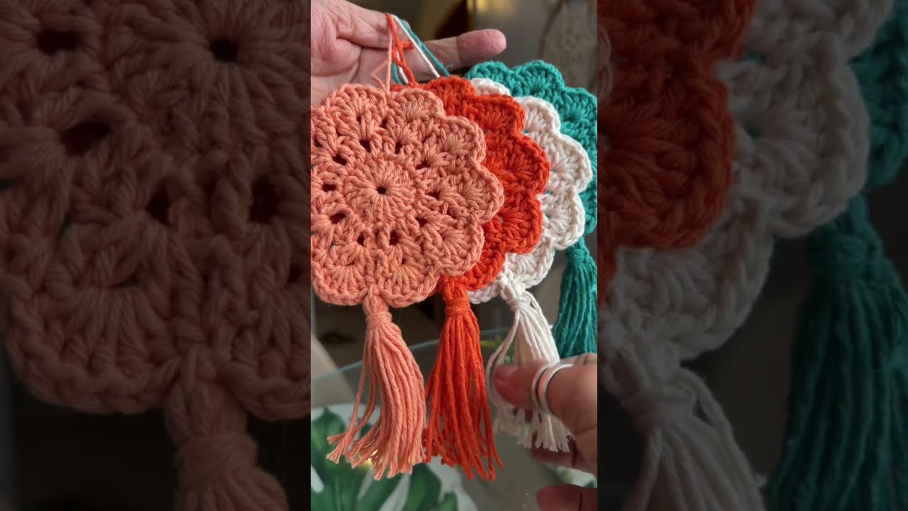 Como Fazer Varal de Flores de Crochê com Tassel: Passo a Passo Fácil (Barbante nº 6)