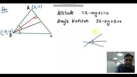 In a △ABC, if A is (2,−1) and 7x−10y+1=0 and 3x−2y+5=0 are equations of an altitude and an angle bis