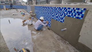 tập 617 thi công ốp gạch musaic hồ bơi quận 6 Construction of swimming pool mosaic tiles #617