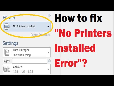 What to do when you get "No Printers Installed" Error in MS Word, Excel, PowerPoint?