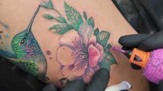 FINALY NICE TATTOO Hummingbird flower
