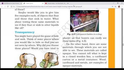 class6 science ch4 part3 Sorting materials into groups- Transparent Translucent and opaque objects