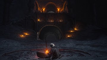 Dark Souls III - Firelink Shrine Music Ambiance (music, bonfire, white noise)
