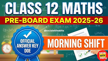 Class 12 Maths answer key 2025 Morning shift / Pre-Board 2025-26 / maths paper answer key 2025 doe