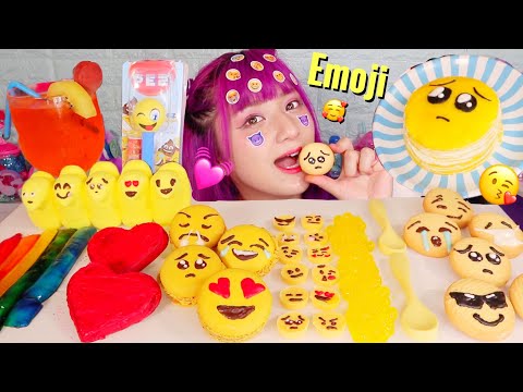 【ASMR】絵文字スイーツを食べる??/【Eating Sounds】YELLOW EMOJI FOOD ,MUKBANG,먹방