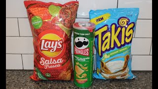 Lay’s Salsa Fresca, Pringles Cheesy Jalapeño Popper & Takis Buckin’ Ranch Review