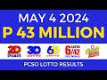 Lotto Result Today 9pm May 4 2024 | Complete Details