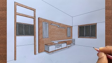 How to Draw a TV Unit in 2-Point Perspective