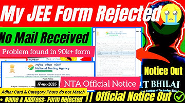 My JEE Form Rejected 😭-NTA Official notice🚨 JEE Mains Registration 2026✅ #jee #iit #shorts #trending
