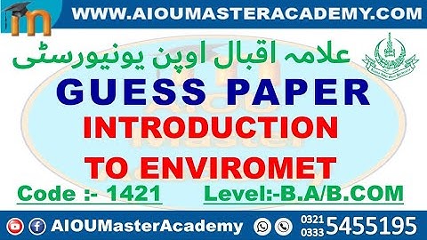 AIOU GUESS PAPER CODE 1421 | Introduction to Environment Solved Guess Paper 1421 | 1421 Guess Paper