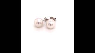 AKOYA PEARL EARRINGS 14K WHITE GOLD 7.47 MM CERTIFIED $699 015872