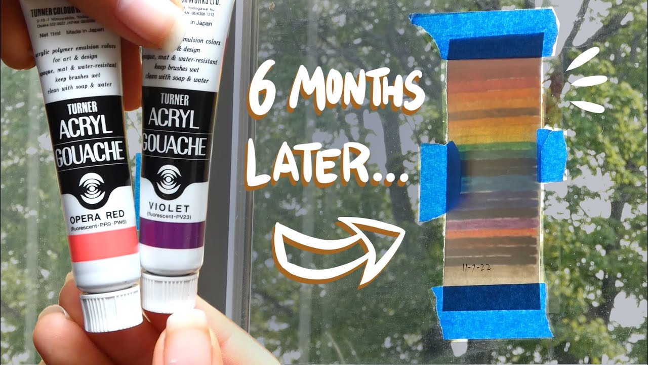 DOES IT FADE?? Turner Acryl Gouache lightfastness test RESULTS - 6 months 