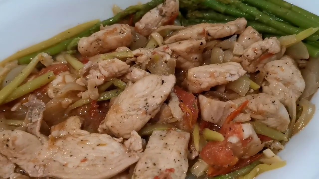 Chicken with asparagus - YouTube