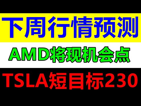 美股下周行情预测！AMD将有短线抄底买点！TSLA短线目标230！QQQ SPY NVDA SOXL AMZN AAPL MSFT AVGO BA AMD DIA CRM ADBE #NVDA