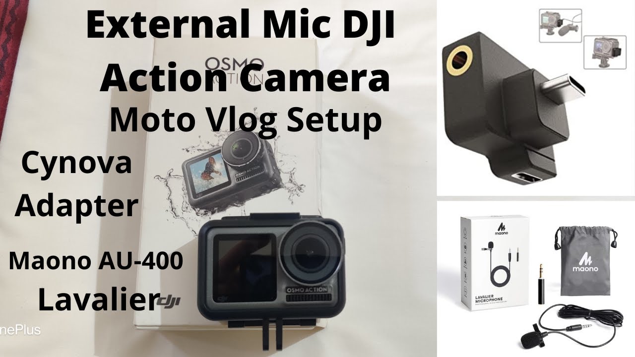 DJI Osmo Action Camera External Mic Setup ! Moto vlogging Setup | Cynova Mic Adapter