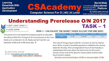 Prerelease CS-2210,0478 October | November 2017 Task 1. By Sabihuddin Ahmed