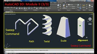 How to Use sweep Command In AutoCAD 3D (Lecture 3 of 3)