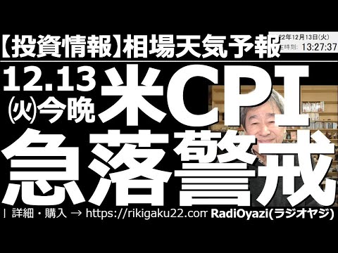 【相場天気予報(総合投資情報)】今晩は米CPI(消費者物価指数)の発表！株価の急落に要注意！　これまで幾度となく「CPIショック」と呼ばれる急落があった。今晩の米CPIによる株価変動にも、注意が必要。