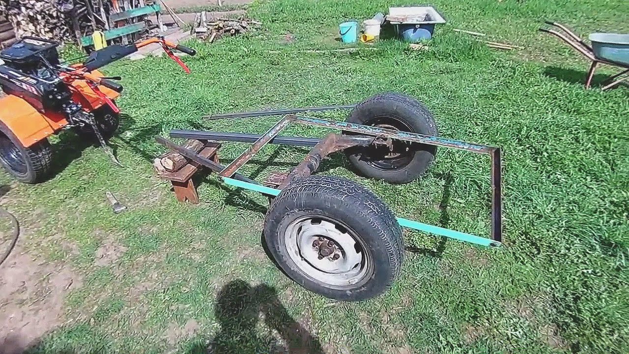как сделать прицеп к мотоблоку своими руками - YouTube