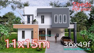 House Design Plan 11x15 Meter 5 Bedrooms 5 Bathroom