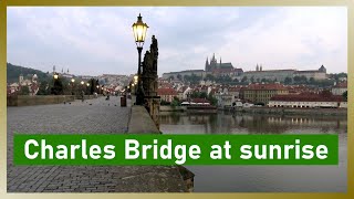 Pragues Charles Bridge At Sunrise Czech Republic