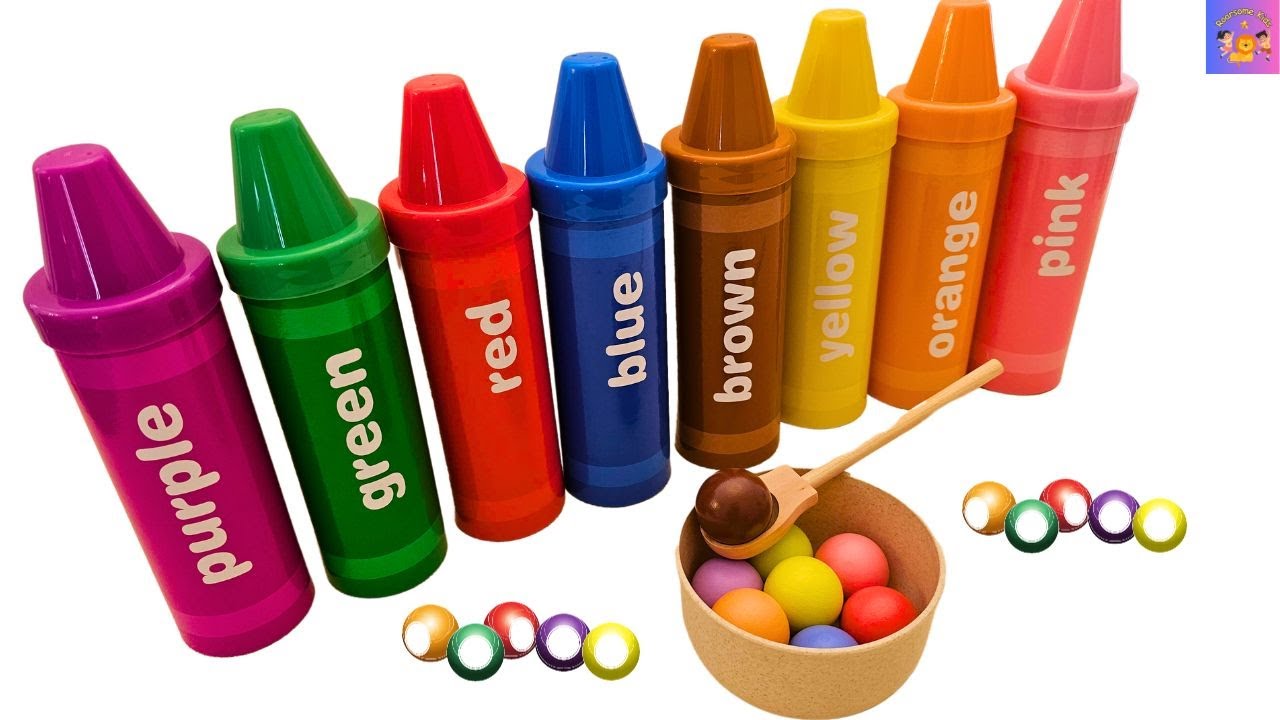 BIG Crayons Matching Ball. Super Fun & Educational Toy video For