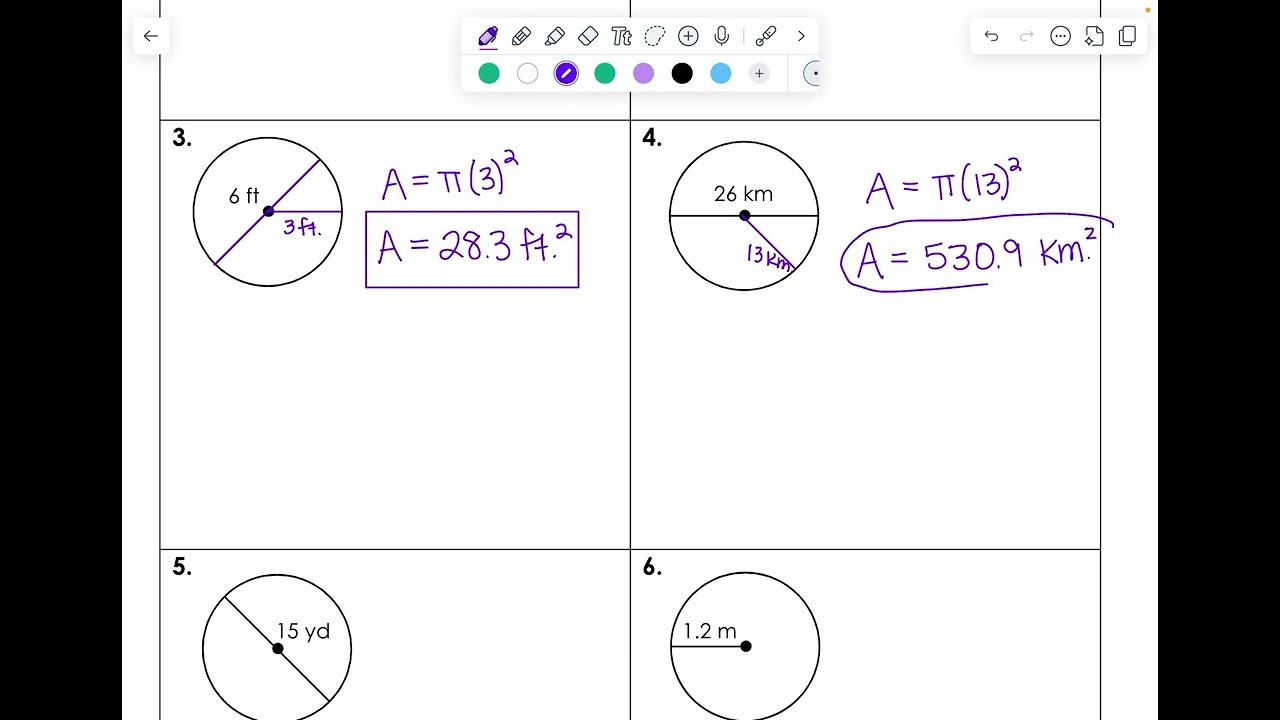 Area of Circles - 7th Math