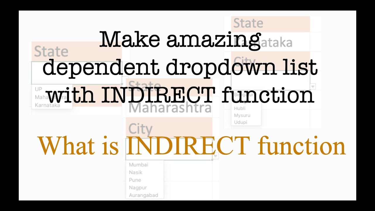 Dependent dropdown with INDIRECT function - YouTube