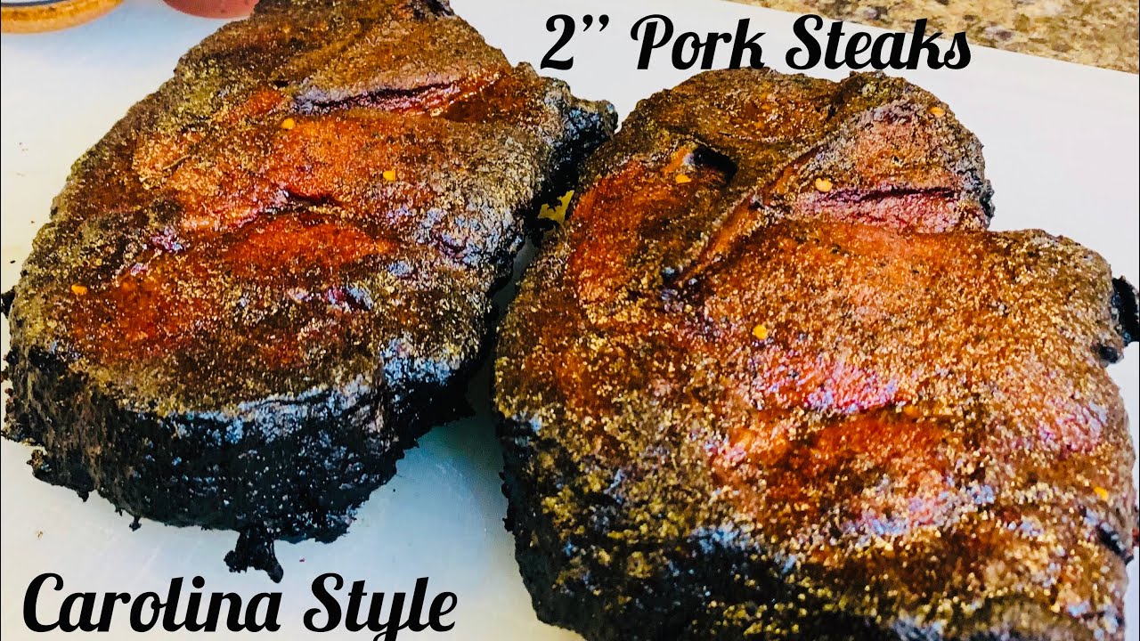 2” Pork Steaks Mopped in Carolina Mop Sauce Recipes Included Baker