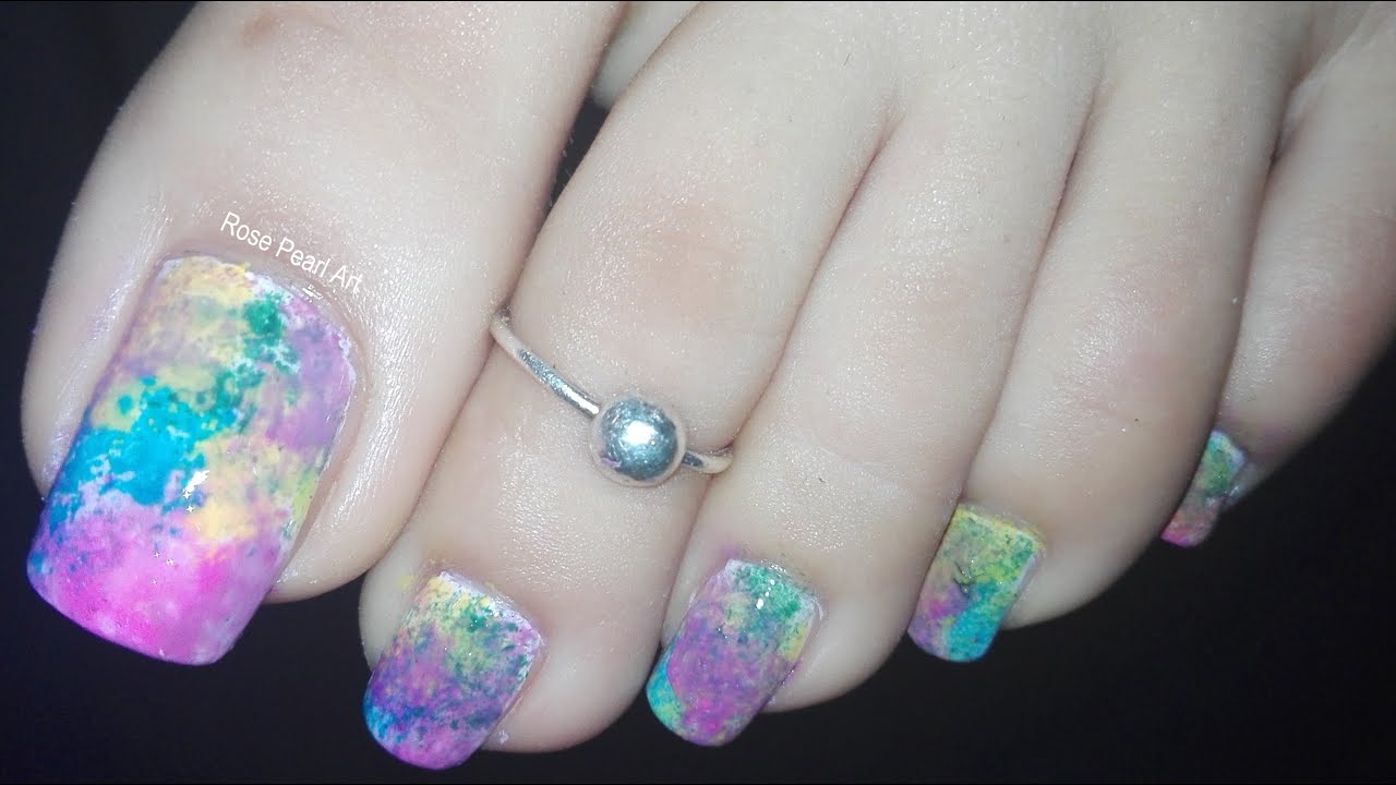 Cotton Candy Toe Nail Art Spring Pedicure (Sponge Technique) Toe Nails for Beginners Rose