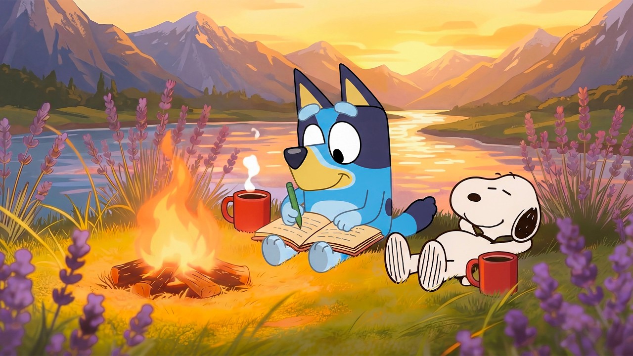 Afternoon Spring Study with Snoopy & Bluey 📚 Chill Lofi Beats for Study and Relax | Study with Bluey