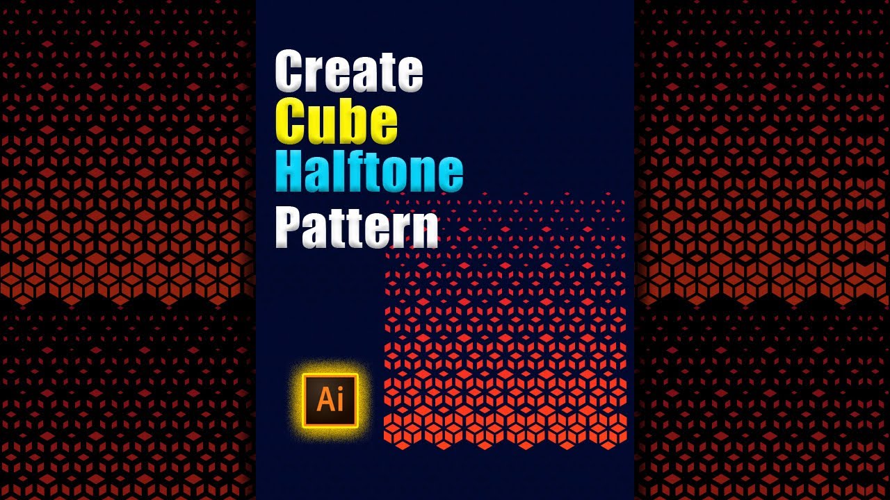 How To Create Cube Halftone Pattern In Illustrator #shorts #tutorial