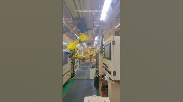 Our Inverted Linear Rail, paired with FANUC robots for automated loading and unloading in machining