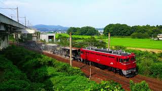 4K画質【ED75-757牽引 ホキ工臨 バラスト散布】東北本線(越河〜白石)2020.8.5
