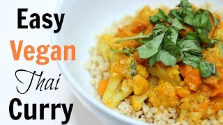 EASY VEGAN DINNER RECIPE | Thai Sweet Potato Curry w/ Cauliflower
