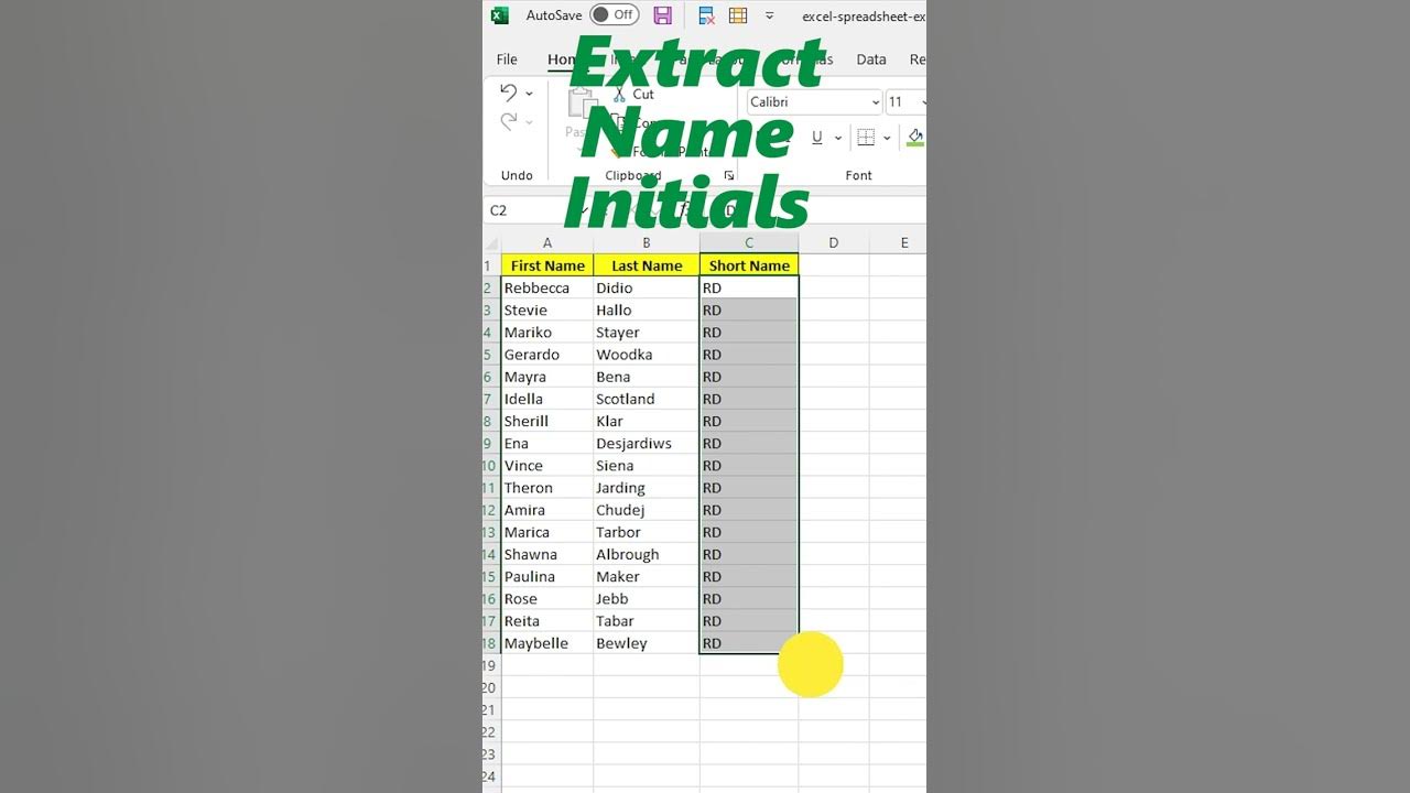 Extract initials from names in excel ms excel youtube